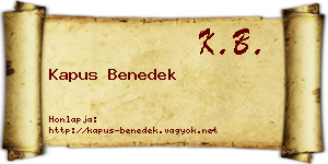 Kapus Benedek névjegykártya